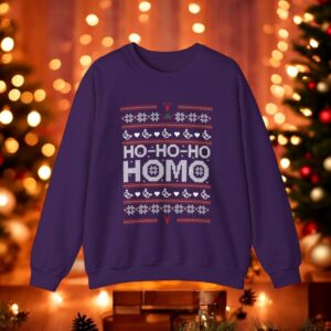 Ho-Ho-Ho Ugly Sweater Homo Merry Christmas Gay Christmas Sweatshirt Product Photo 3