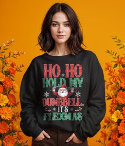 Ho Ho Hold My Dumbbell It's Flexmas Retro Funny Fitness Xmas Shirt Product Photo 2