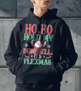 Ho Ho Hold My Dumbbell It's Flexmas Retro Funny Fitness Xmas Shirt Product Photo 3