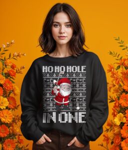 Ho Ho Hole In One Retro Funny Santa Christmas Golfer Shirt Product Photo 2