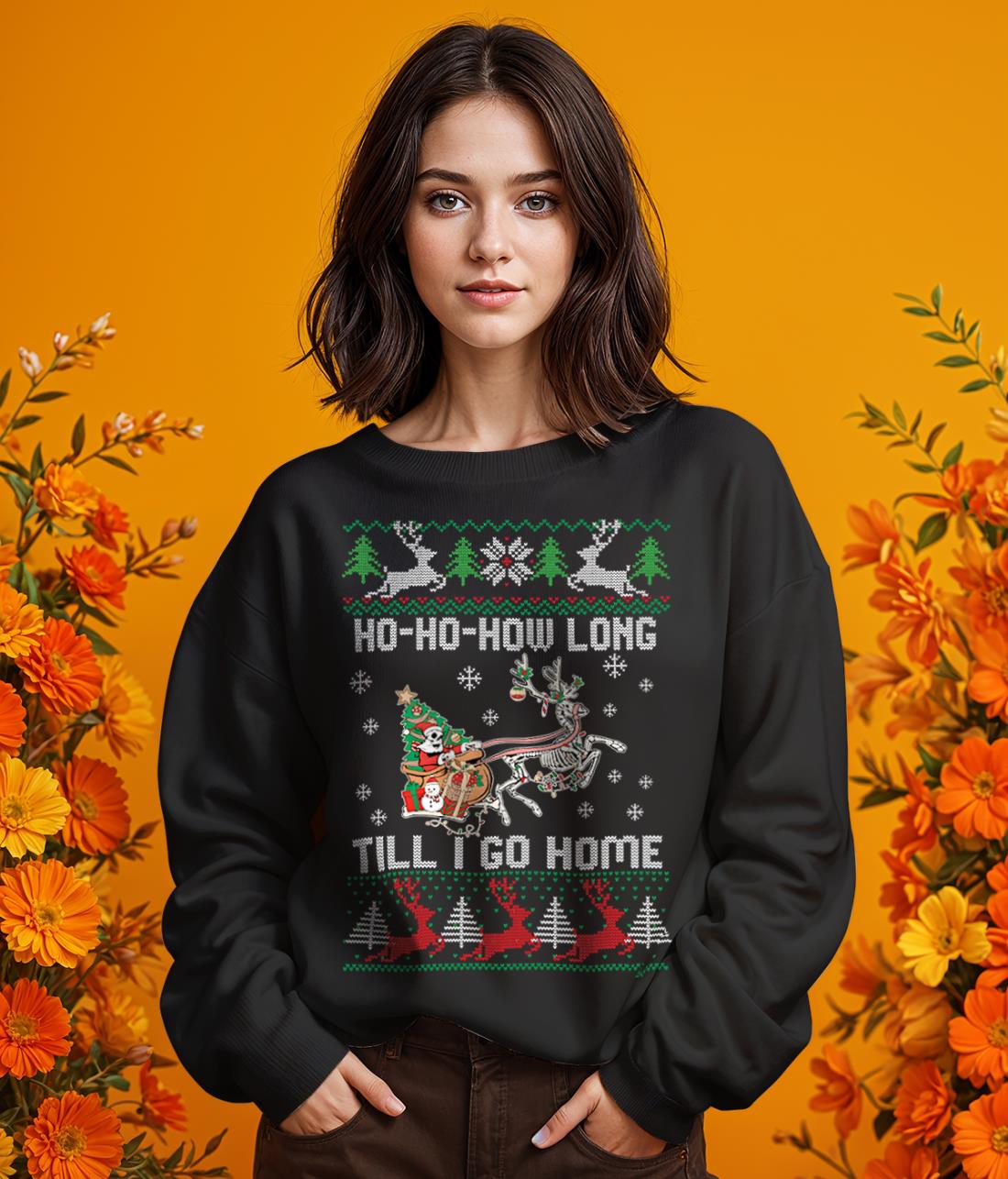 Ho Ho How Long Till I Go Home Retro Christmas Shirt Product Photo 2