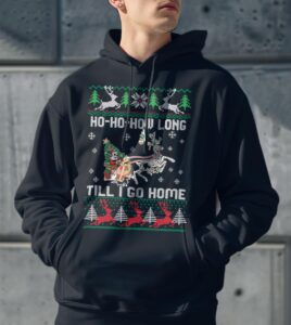 Ho Ho How Long Till I Go Home Retro Christmas Shirt Product Photo 3