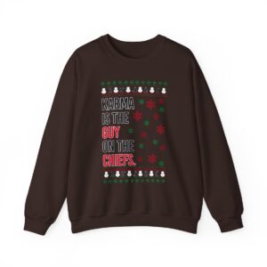 Iefs In My Era Movie Christmas Outfit Karma Is The Guy On The Chrrugly Christmas Sweater Unisex Crewneck Sweatshirt Product Photo 6