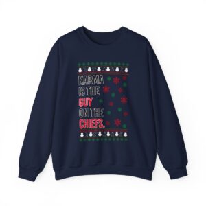 Iefs In My Era Movie Christmas Outfit Karma Is The Guy On The Chrrugly Christmas Sweater Unisex Crewneck Sweatshirt Product Photo 8