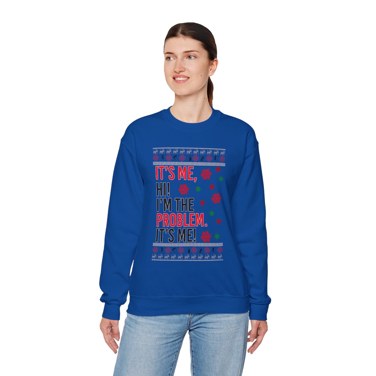 In My Era Movie Christmas It's Me, Hi! I'm The Problem I's Me! Ugly Christmas Sweater Unisex Crewneck Sweatshirt Product Photo 2