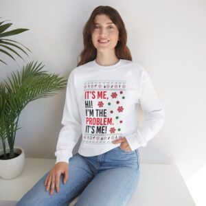 In My Era Movie Christmas It's Me, Hi! I'm The Problem I's Me! Ugly Christmas Sweater Unisex Crewneck Sweatshirt Product Photo 7