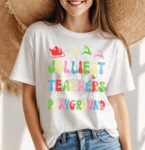 Jolliest Bunch Of Teachers This Side Of The Hallway Xmas PJ T-Shirt Product Photo 4