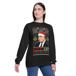 Just Got Litt Up Louis Tv Show Parody Knitting Christmas Pattern Ugly Christmas Sweater Sweatshirt Product Photo 3