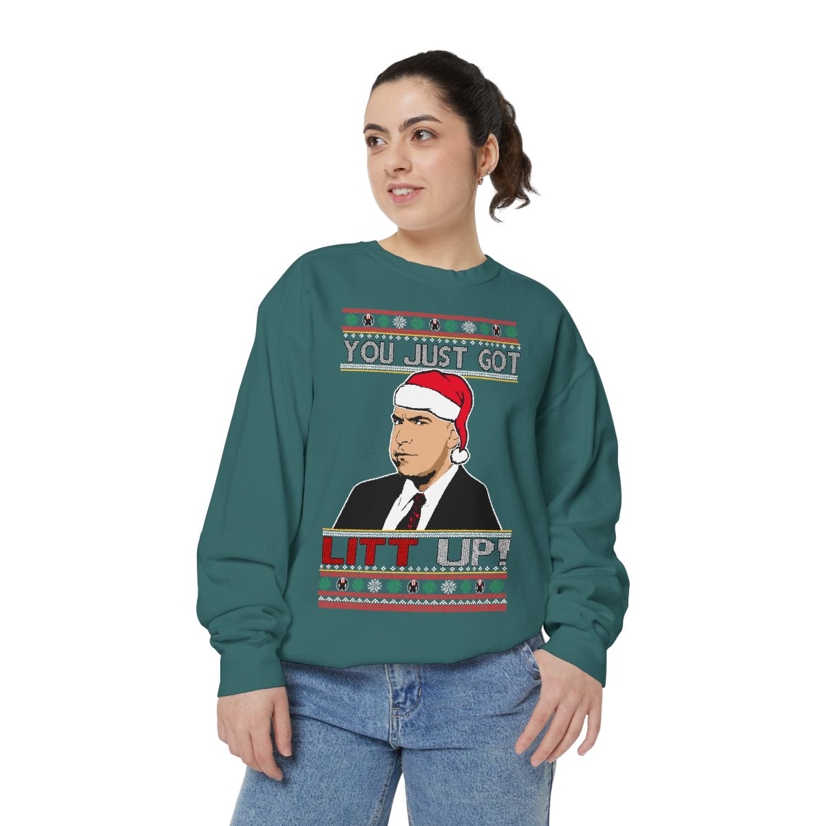 Just Got Litt Up Louis Tv Show Parody New Ugly Christmas Sweater Sweatshirt Product Photo 2