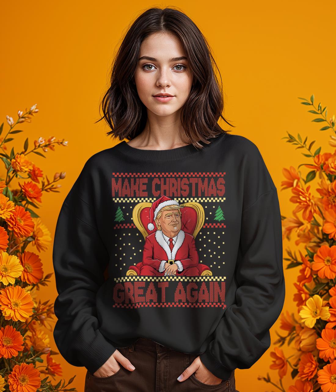 Make Christmas Great Again Santa Funny Tee Shirt Product Photo 2