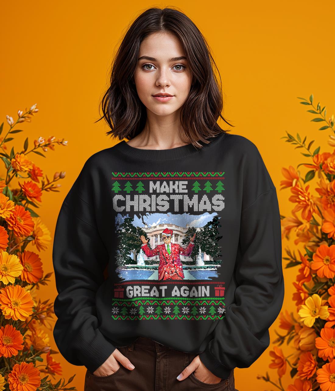 Make Christmas Great Again Santa Funny Trump Xmas Pajamas T-Shirt Product Photo 2