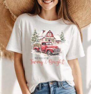 May Your Day Be Farmy And Bright – Rustic Holiday Fun Shirt Product Photo 4