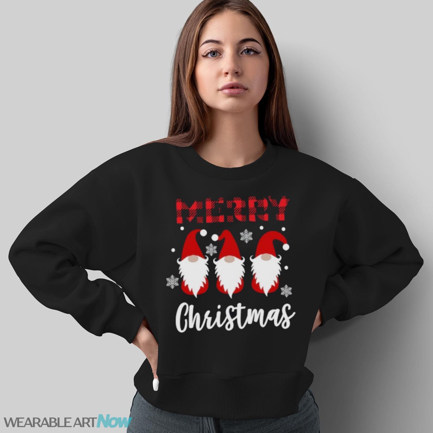 Merry Christmas Santa Claus T-shirt, Buffalo Plaid Merry Christmas Shirts - Sweatshirt