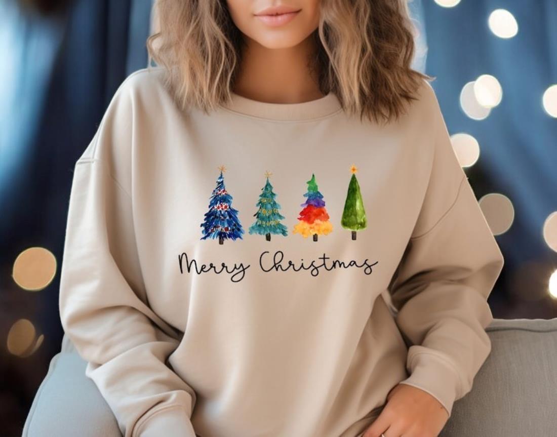 Merry Christmas Tree Sweatshirt Product Photo 2