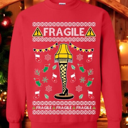 Oncoast Christmas Story Fragile Leg Lamp Ugly Christmas Sweater Sweatshirt Product Photo 1