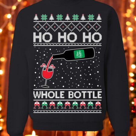 Oncoast Ho Ho Ho Whole Bottle Ugly Christmas Sweater Sweatshirt Product Photo 1