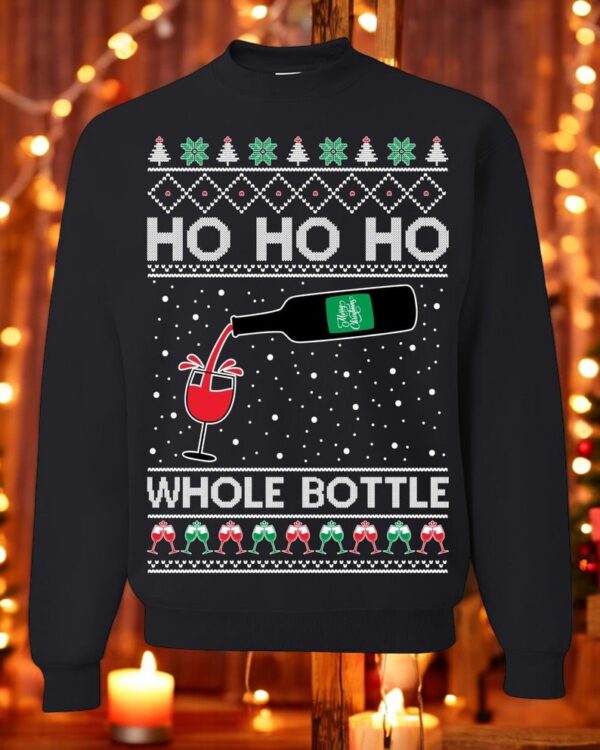 Oncoast Ho Ho Ho Whole Bottle Ugly Christmas Sweater Sweatshirt Product Photo 1