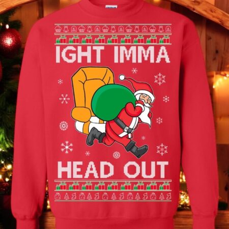 Oncoast Meme Ight Imma Head Out Ugly Christmas Sweater Sweatshirt Product Photo 1