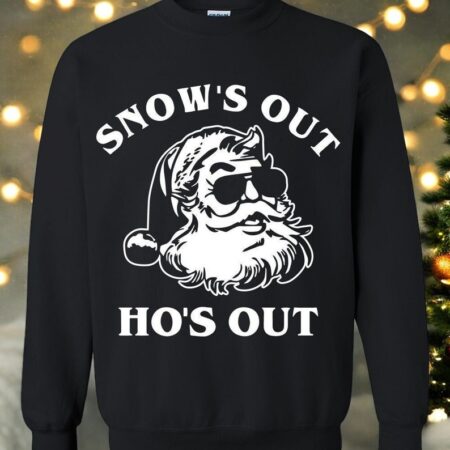 Oncoast Snow's Out Ho's Out Ugly Christmas Sweater Sweatshirt Product Photo 1