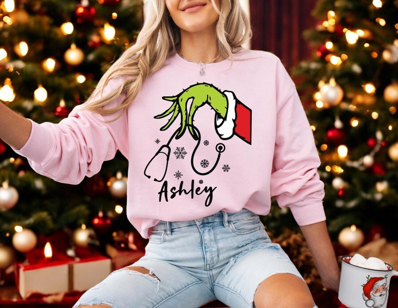 Personalized Christmas Nurse Christmas Sweatshirt Product Photo 2