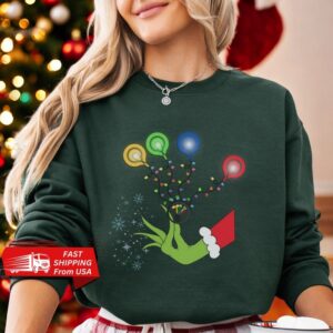 Rn Nurse Grinch Holiday Lights Medical Sweatshirt Product Photo 2