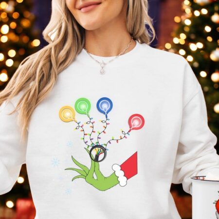 Rn Nurse Grinch Holiday Lights Medical Sweatshirt Product Photo 1