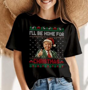 Vintage Funny Humorous Trump I'll Be Home For Christmas 2024 T-Shirt Product Photo 4