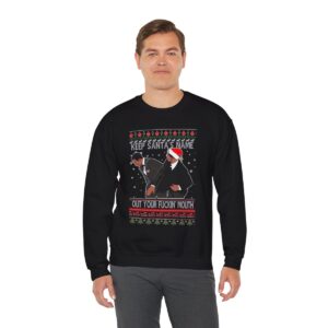 Will Smith Slapping Chris Rock Keep Santa's Name Uot Your Fuckin' Mouth Ugly Christmas Sweater Sweatshirt Product Photo 3