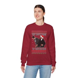 Will Smith Slapping Chris Rock Keep Santa's Name Uot Your Fuckin' Mouth Ugly Christmas Sweater Sweatshirt Product Photo 5