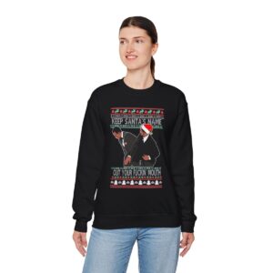 Will Smith Slapping Chris Rock Meme Award Show Ugly Christmas Sweater Keep Santa's Name Uot Your Fuckin' Mouth Sweatshirt Product Photo 11