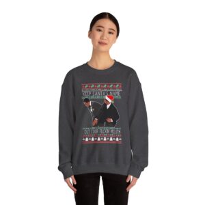 Will Smith Slapping Chris Rock Meme Award Show Ugly Christmas Sweater Keep Santa's Name Uot Your Fuckin' Mouth Sweatshirt Product Photo 9