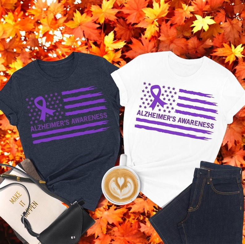 Alzheimer's Awareness Ribbon American Flag Shirt Product Photo 2