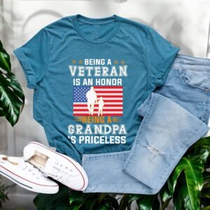 Being A Veteran Is An Honor Being A Grandpa Is Priceless Shirt Product Photo 2