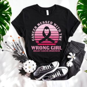 Breast Cancer Awareness Cancer Mesed With The Wrong Girl Shirt Product Photo 2