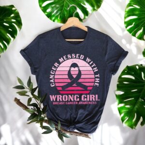 Breast Cancer Awareness Cancer Mesed With The Wrong Girl Shirt Product Photo 3