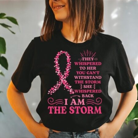 Breast Cancer Shirts For Women, I'm The Storm Warrior Women Pink Breast Cancer Ribbon Awareness Shirt Product Photo 1