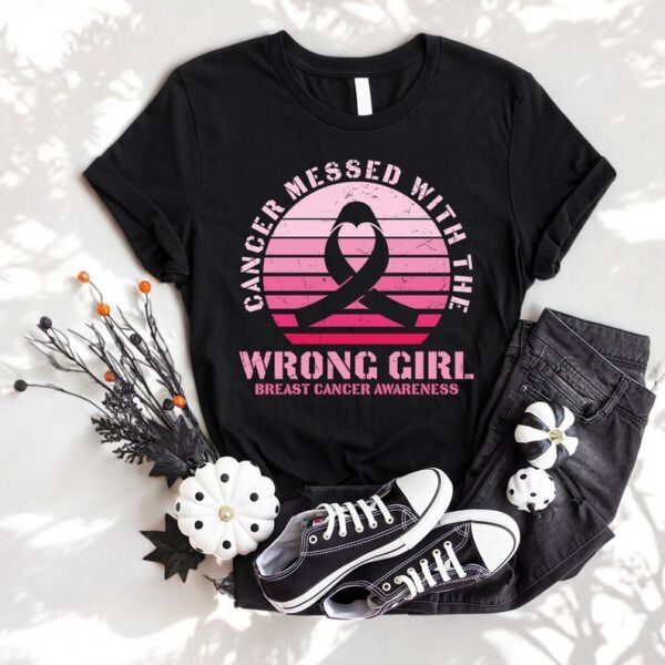 Cancer Mesed With The Wrong Girl Breast Cancer Awareness Shirt Product Photo 1