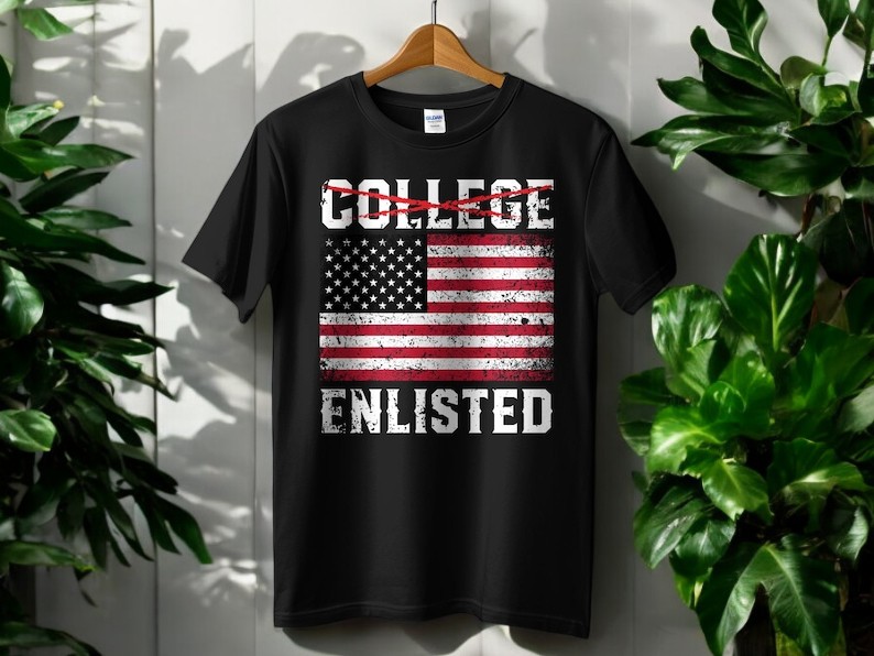 College Enlisted American Flag Shirt Product Photo 2