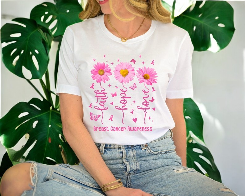 Faith Hope Love Breast Cancer Awareness Shirt Product Photo 2