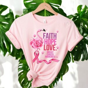 Flamingo Cancer Faith Hope Love Shirt Product Photo 4