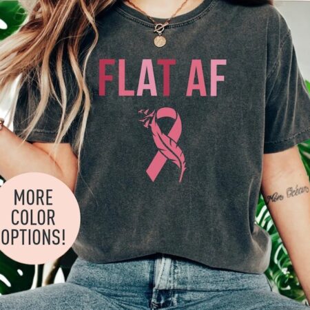 Flat Af Pink Ribbon Breast Cancer Awareness Shirt Product Photo 1