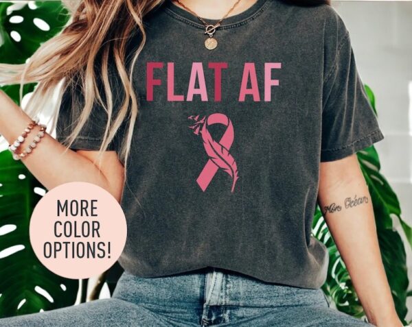 Flat Af Pink Ribbon Breast Cancer Awareness Shirt Product Photo 1