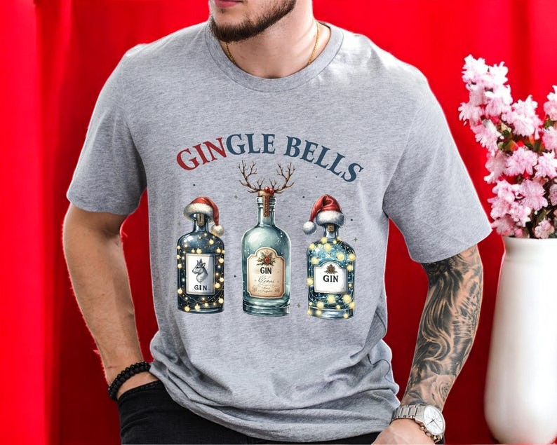 Gin Lovers Drinking Christmas Gingle Bells Sweatshirt Product Photo 2