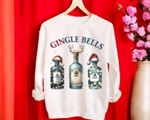 Gin Lovers Drinking Christmas Gingle Bells Sweatshirt Product Photo 3