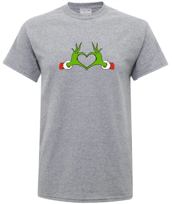 Heart Christmas Grinch Hand T-Shirt Product Photo 1