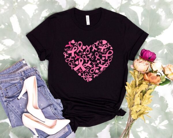 Heart Ribbon Cancer Shirt Product Photo 1