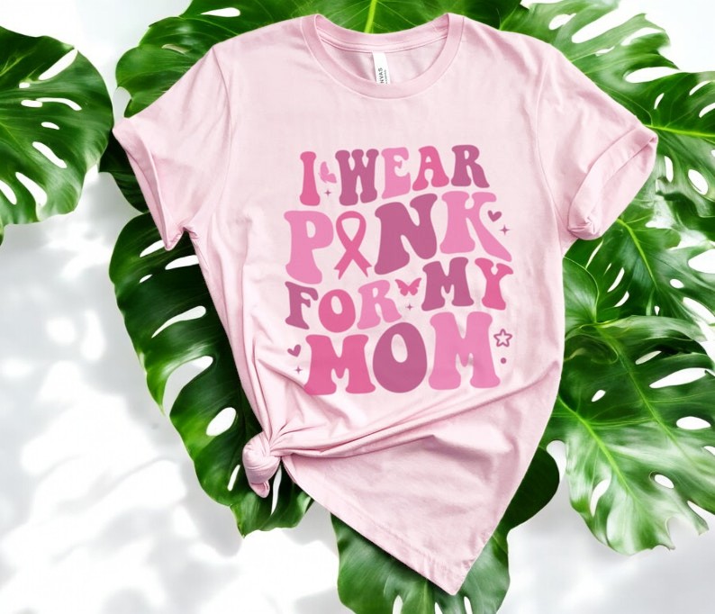 I Wear Pink For My Mom Breast Cancer Awareness Shirt Product Photo 2