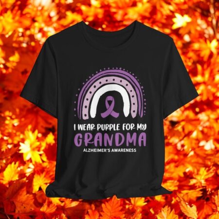 I Wear Purple For My Grandma Purple Ribbon Rainbow End Alz Saying Shirt Product Photo 1