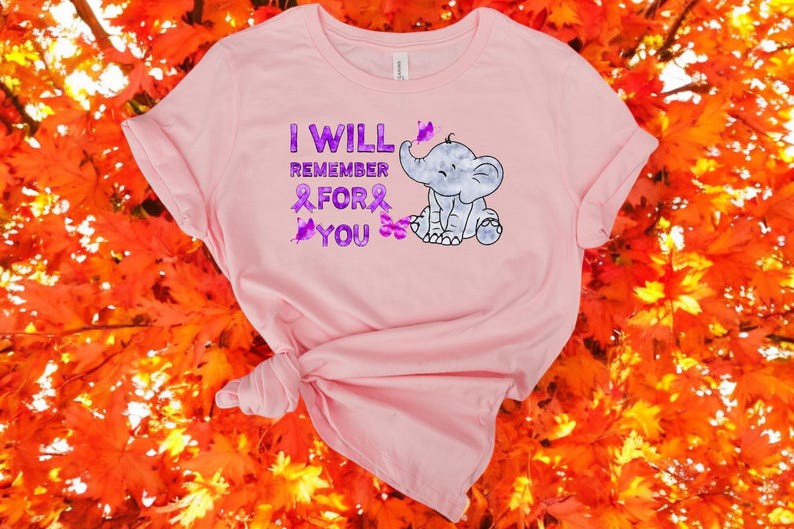 I Will Remember For You Alzheimer's Awareness Purple Ribbon Shirt Product Photo 2