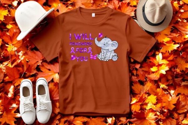 I Will Remember For You Alzheimer's Awareness Purple Ribbon Shirt Product Photo 1